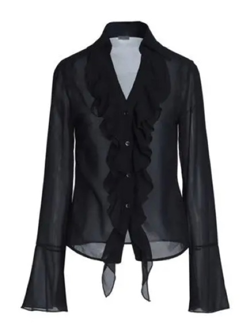 NWT 8 By Yoox Black Ruffled Chiffon Size 44 (US8/10)Italian Blouse